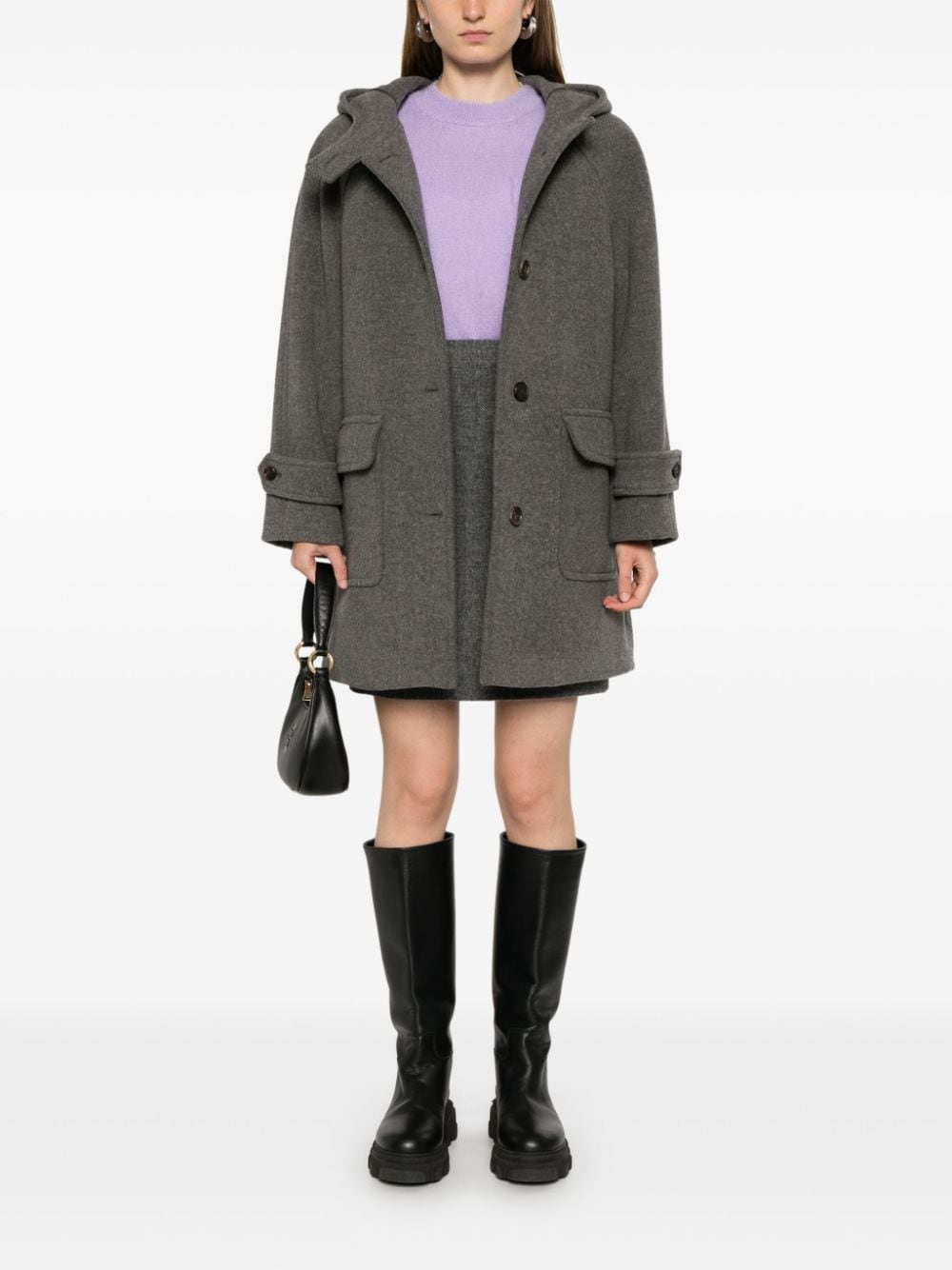 DUNST Grey Wool Blend Coat image 4