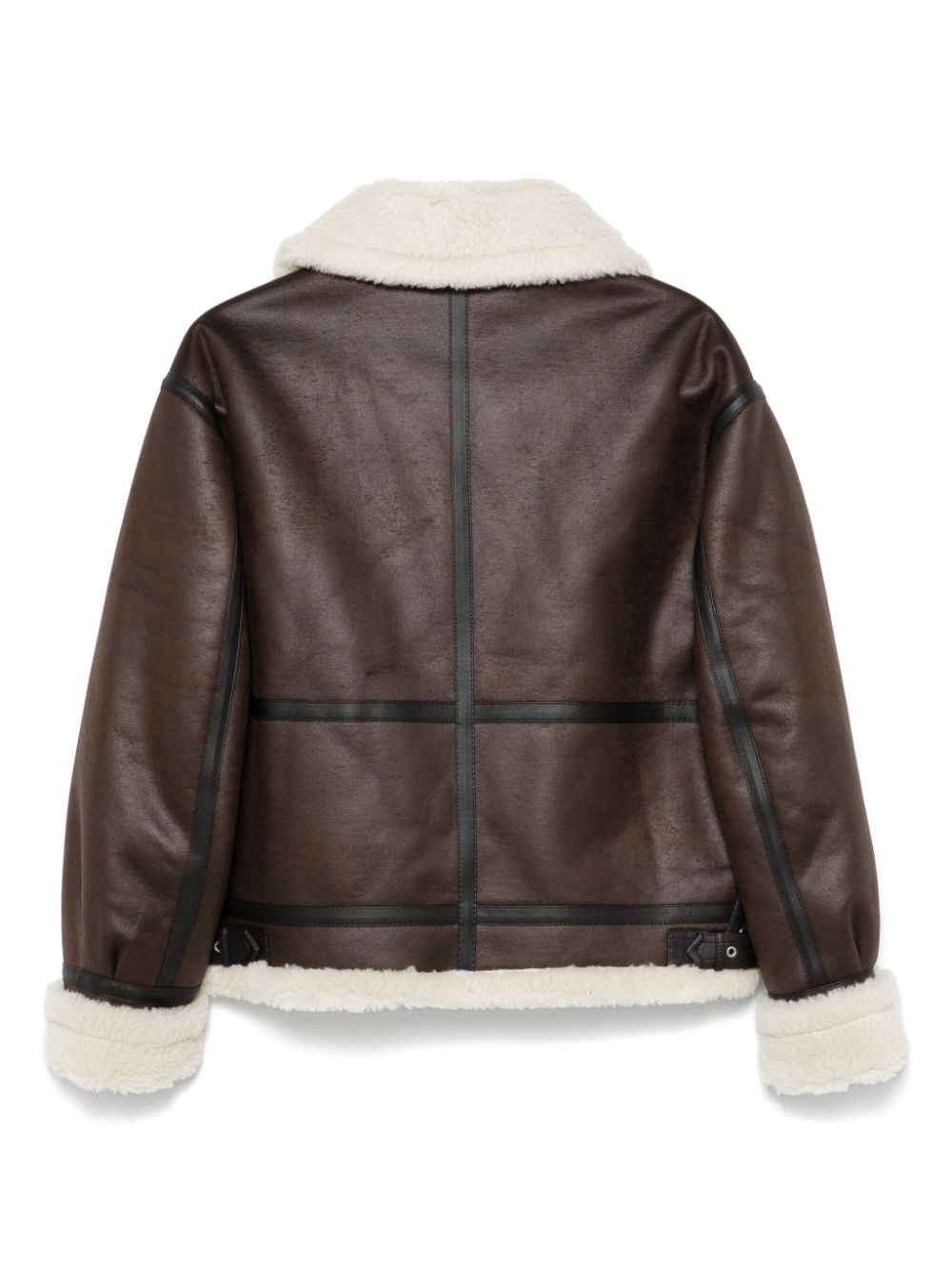 DUNST Brown Faux Leather Jacket with Faux Shearling image 1