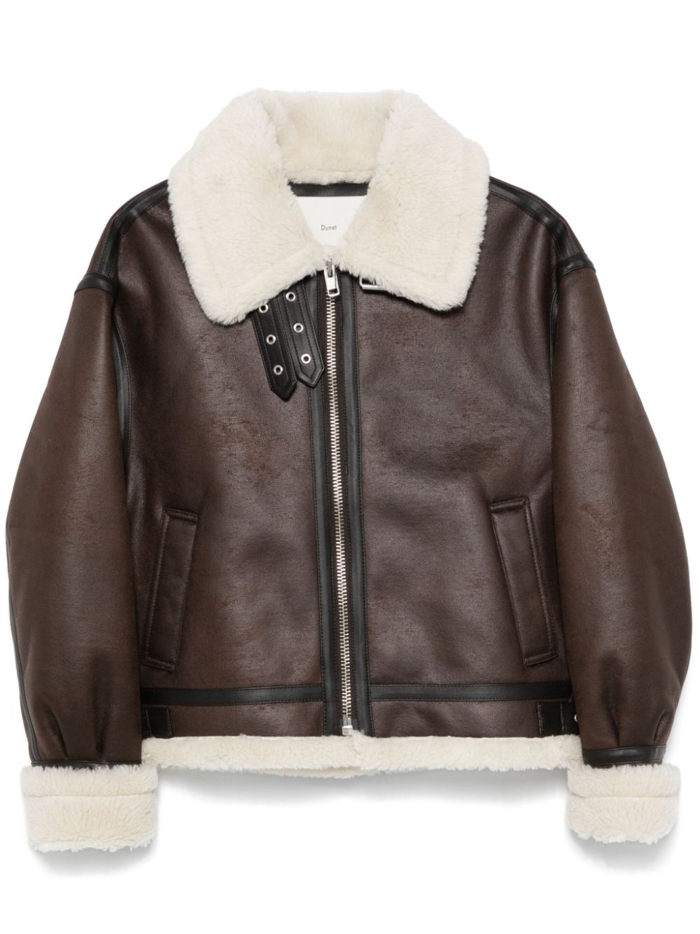 DUNST Brown Faux Leather Jacket with Faux Shearling image 0