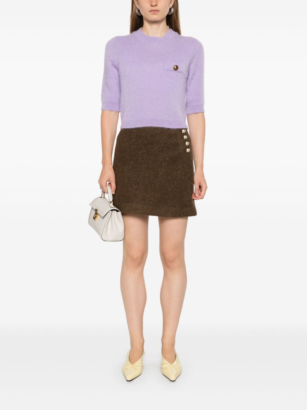 DUNST Brown Bouclé A-Line Skirt image 1