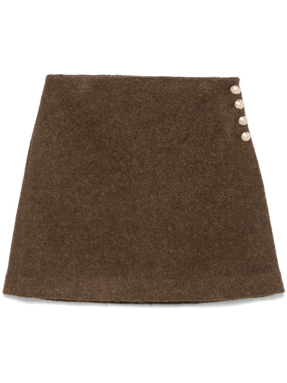 DUNST Brown Bouclé A-Line Skirt image 0