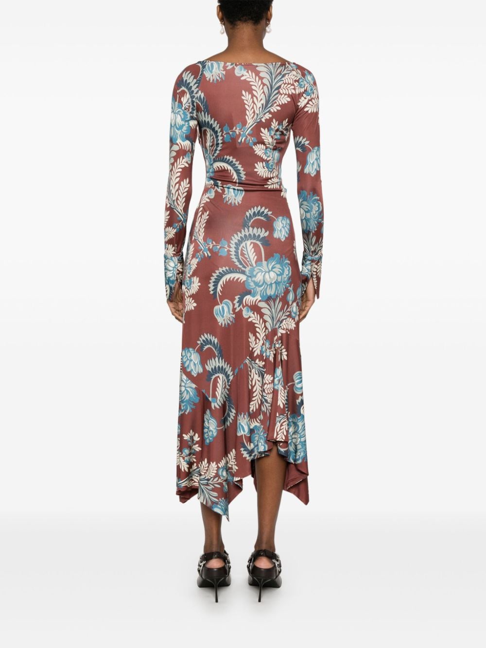 Etro Floral Print Jersey Dress - Bordeaux image 2