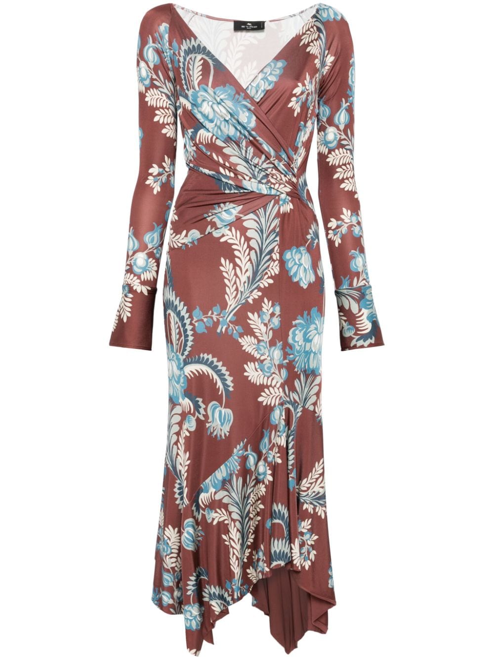 Etro Floral Print Jersey Dress - Bordeaux image 0