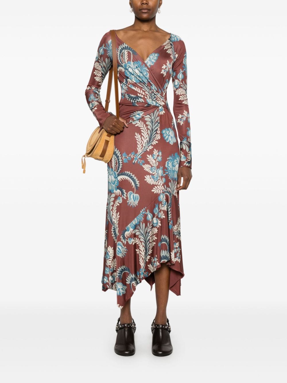 Etro Floral Print Jersey Dress - Bordeaux image 3