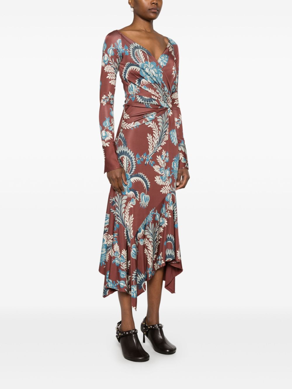 Etro Floral Print Jersey Dress - Bordeaux image 4