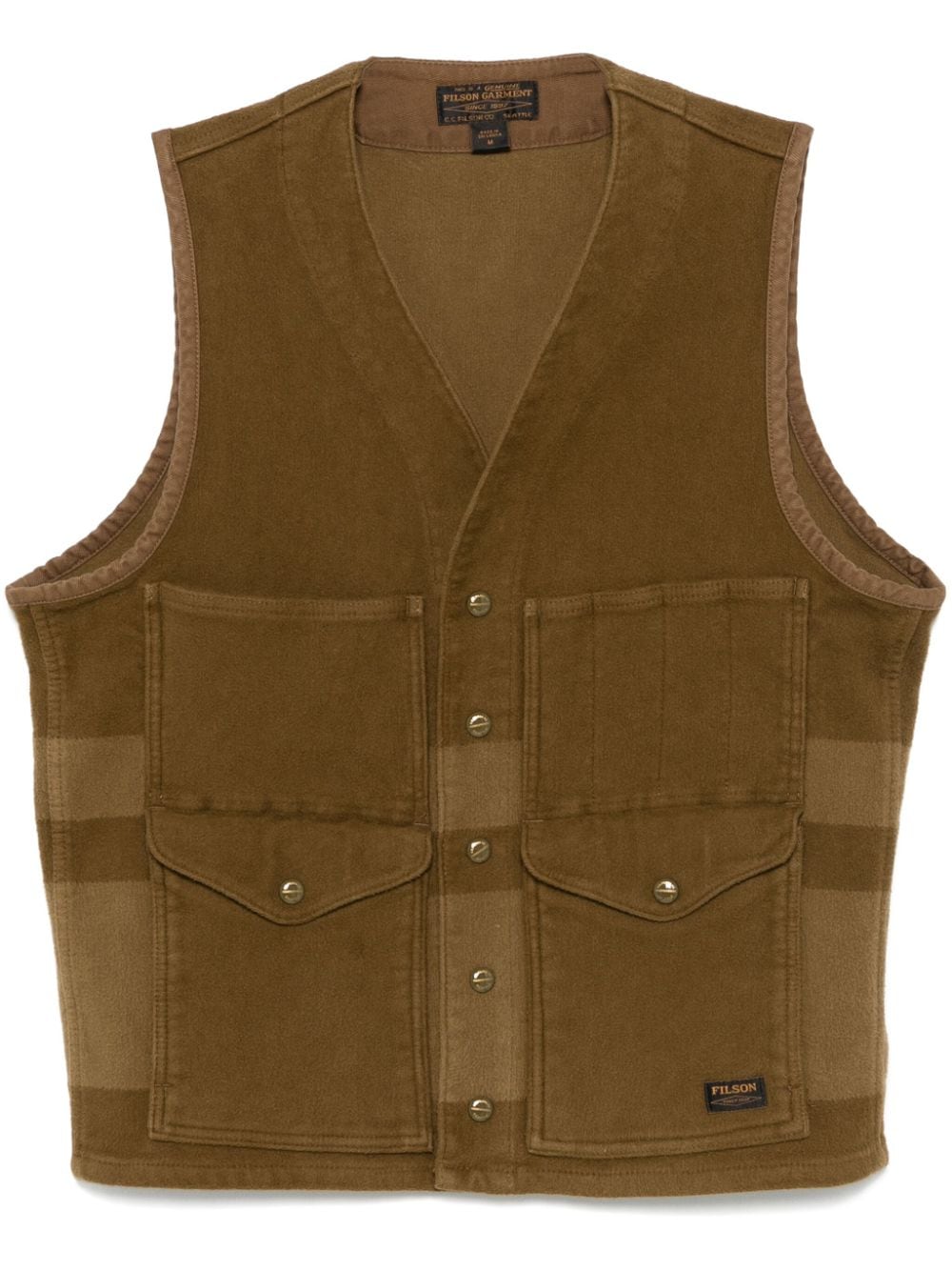 Filson Olive Green Cotton Fleece V-Neck Sleeveless Sweater image 0