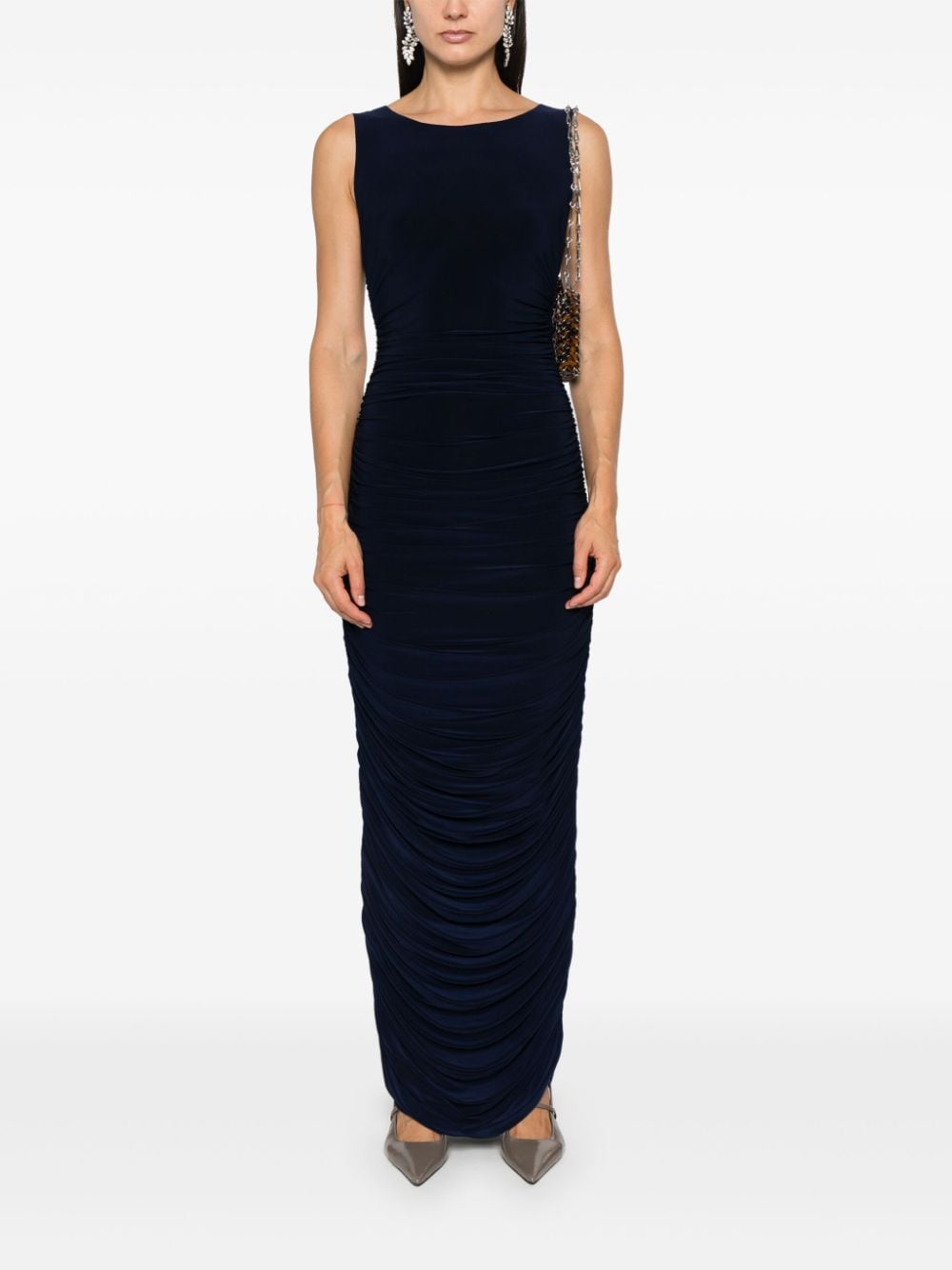 Norma Kamali Blue Stretch Jersey Ruched Bodycon Dress image 1