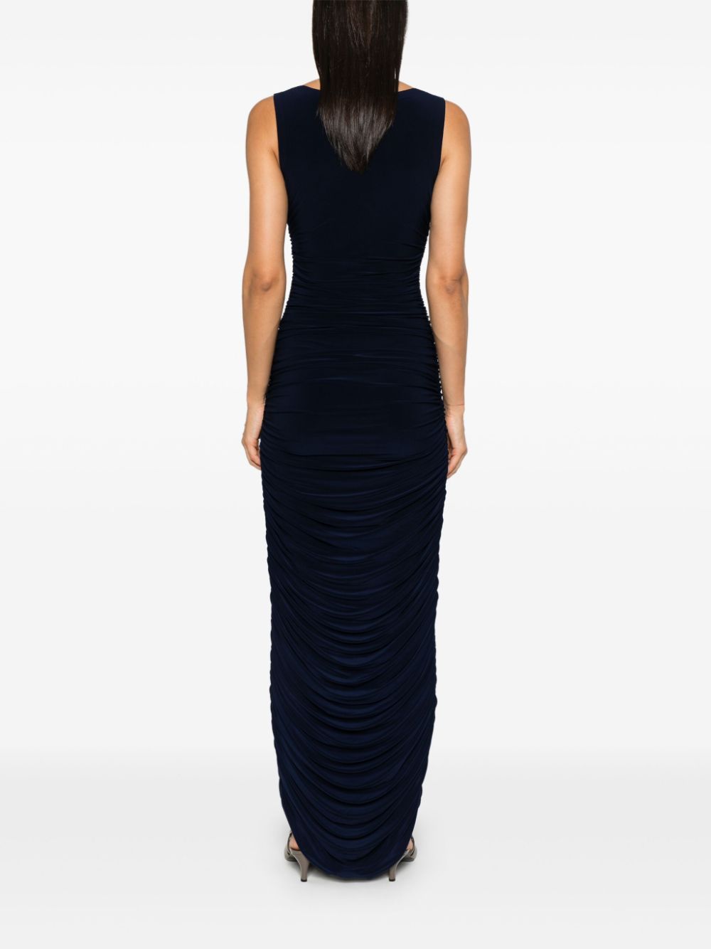 Norma Kamali Blue Stretch Jersey Ruched Bodycon Dress image 4