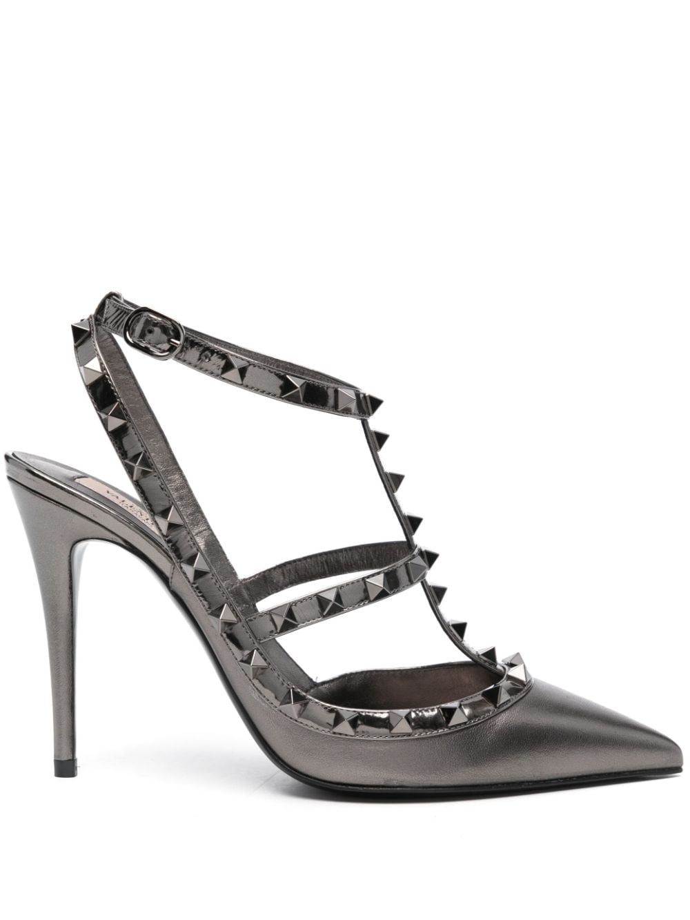 Valentino Garavani Rockstud 100mm Slingback Heels - Grey image 0