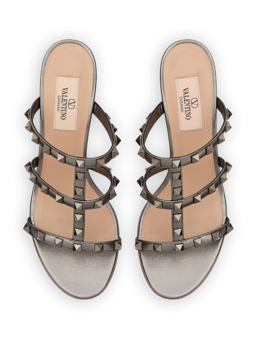 Valentino Garavani Rockstud Grey Leather Sandals image 1