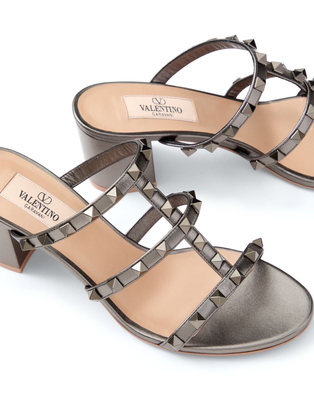 Valentino Garavani Rockstud Grey Leather Sandals image 3