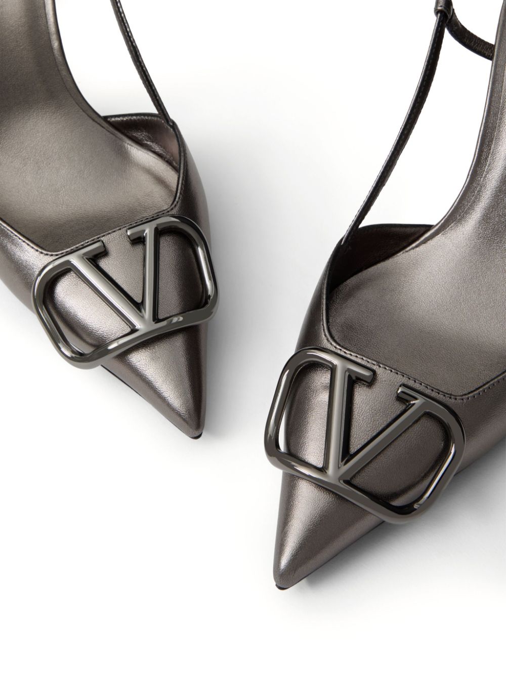 Valentino Garavani Grey Slingback Heels with 80mm Sculpted Heel image 1