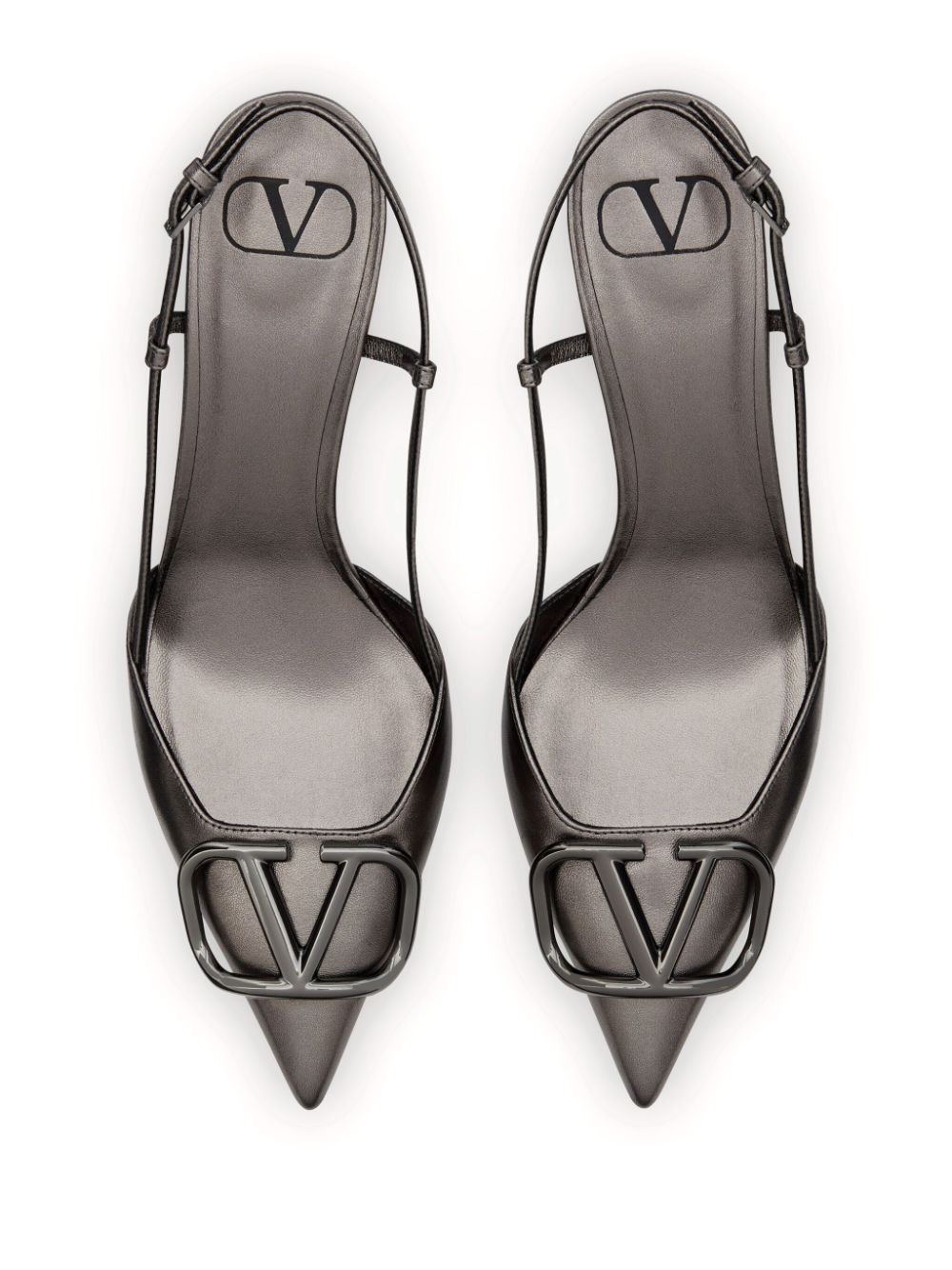 Valentino Garavani Grey Slingback Heels with 80mm Sculpted Heel image 2