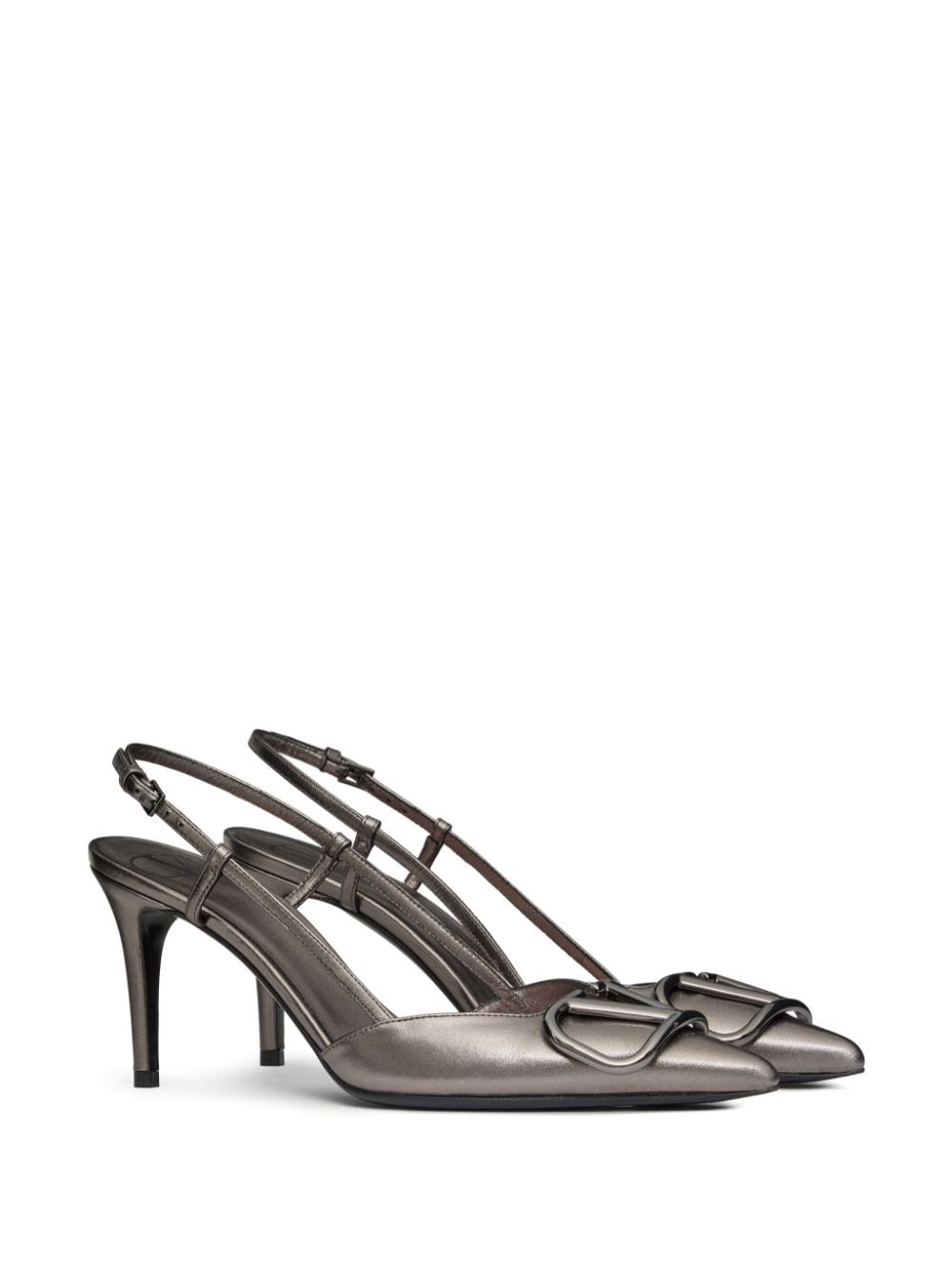 Valentino Garavani Grey Slingback Heels with 80mm Sculpted Heel image 4