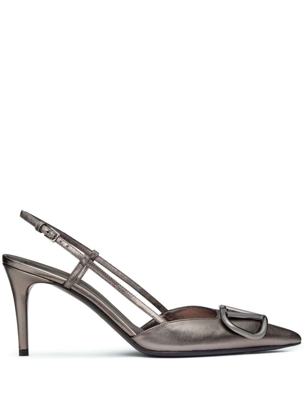 Valentino Garavani Grey Slingback Heels with 80mm Sculpted Heel image 0