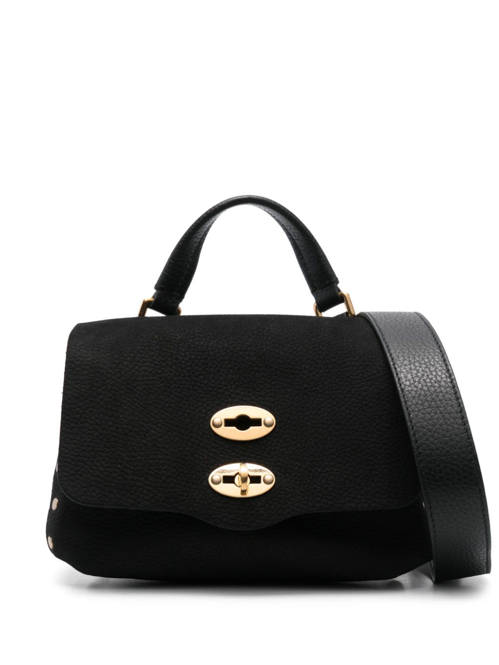 Zanellato Black Nubuck Leather Twist-Lock Top Handle Bag image 0