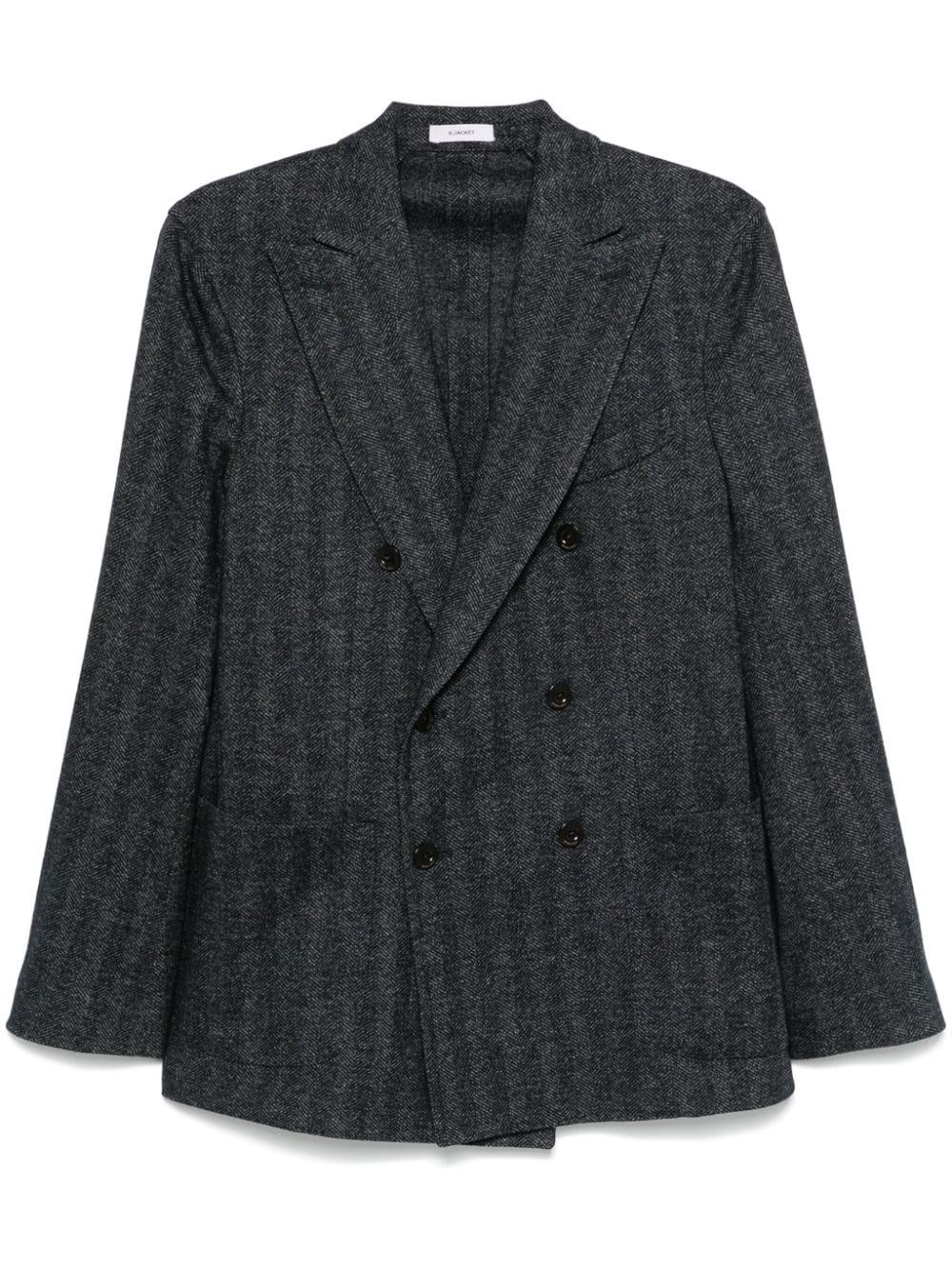 Boglioli Grey Herringbone Double-Breasted Wool Blend Jacket image 0