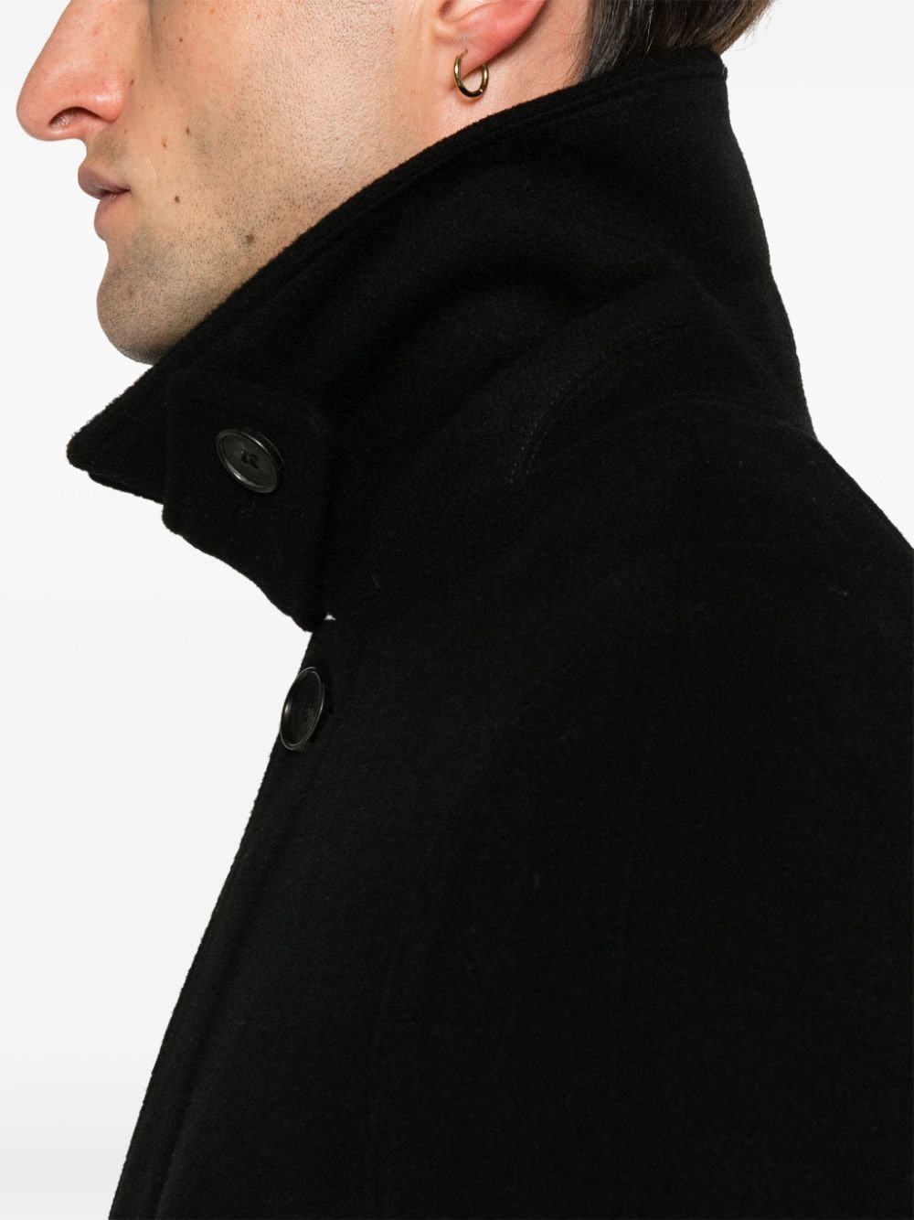 DUNST Black Wool Overcoat for Men image 1