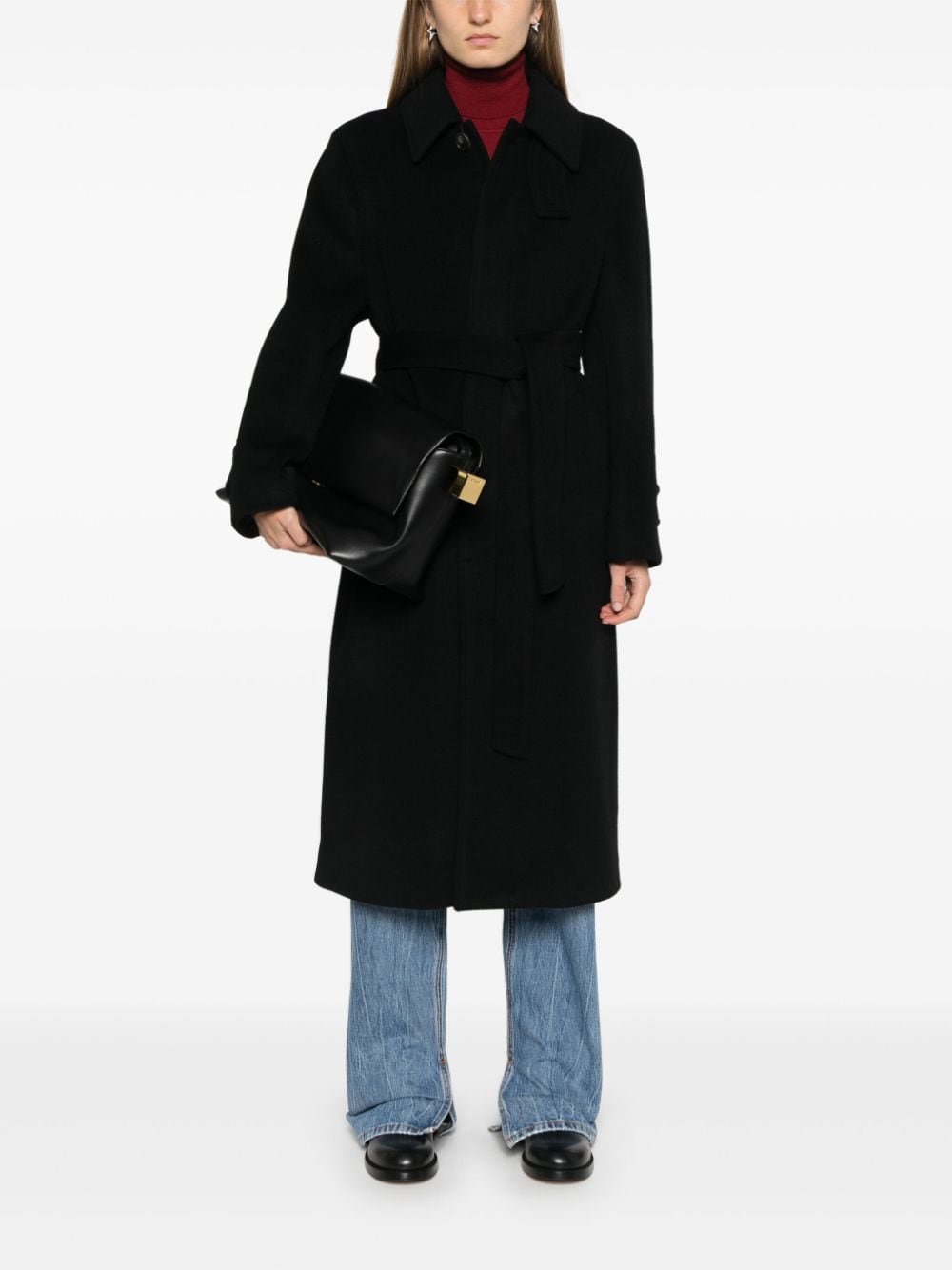 DUNST Black Wool Overcoat for Men image 3