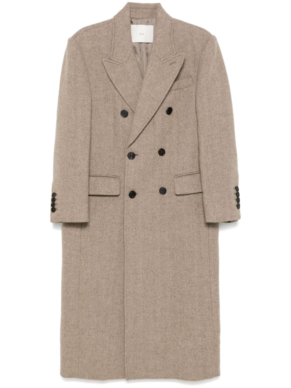 DUNST Beige Herringbone Double-Breasted Coat - Unisex image 0