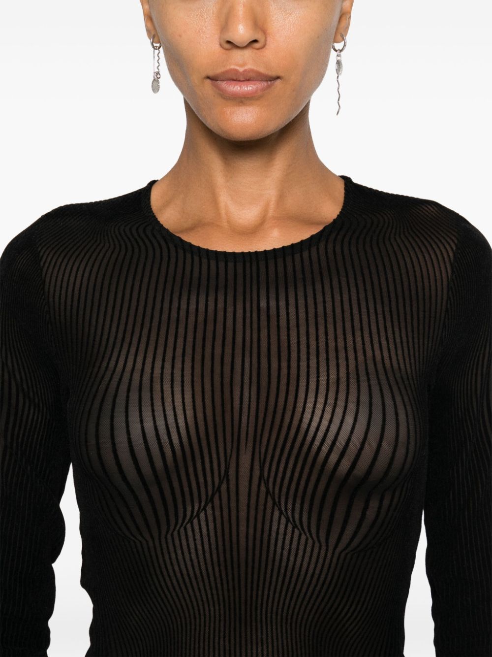 Jean Paul Gaultier Black Mesh Pinstripe Top image 1