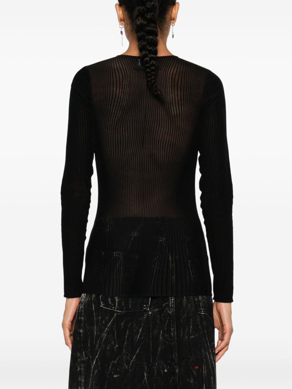 Jean Paul Gaultier Black Mesh Pinstripe Top image 2