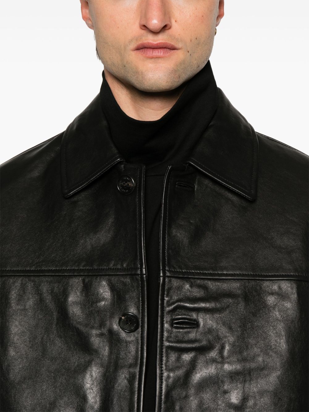 DUNST Black Leather Jacket for Men image 2