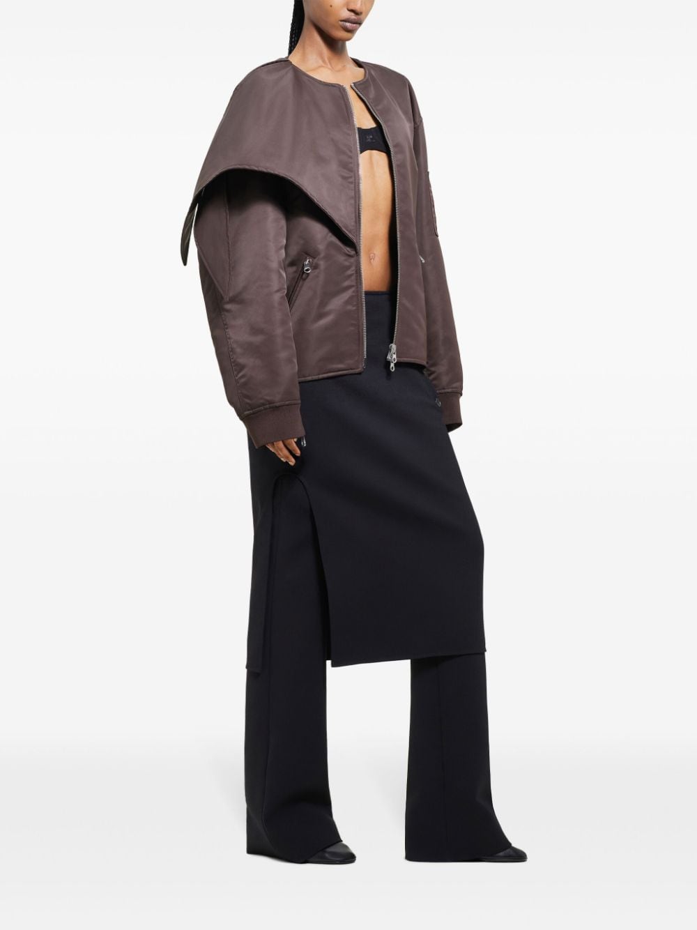 032C Courrèges Oversized Brown Coat with Bow Detail image 2