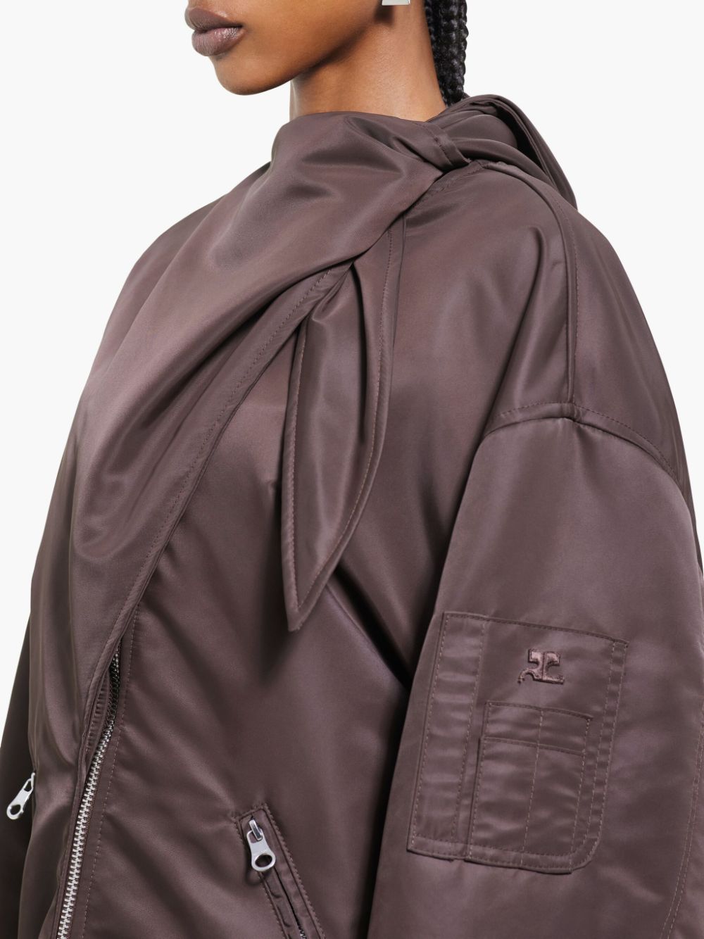 032C Courrèges Oversized Brown Coat with Bow Detail image 4