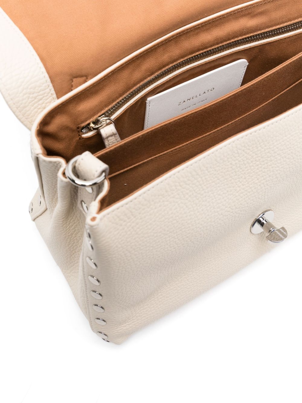 Zanellato White Grained Leather Foldover Top Handle Bag image 1