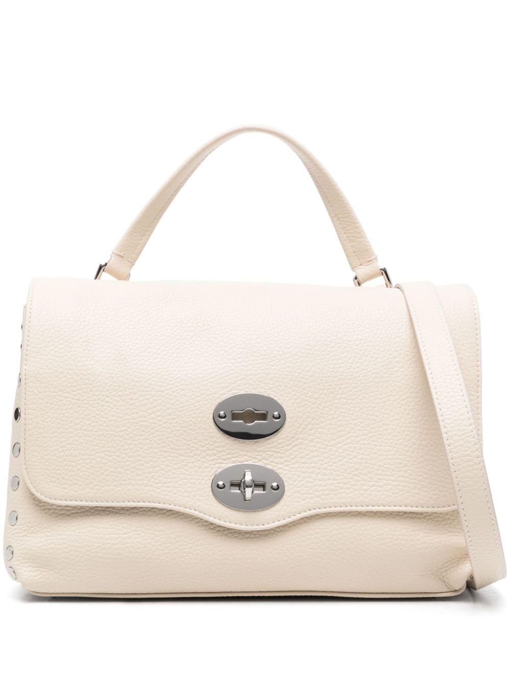 Zanellato White Grained Leather Foldover Top Handle Bag image 0