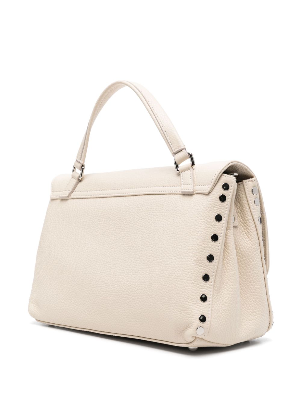 Zanellato White Grained Leather Foldover Top Handle Bag image 4