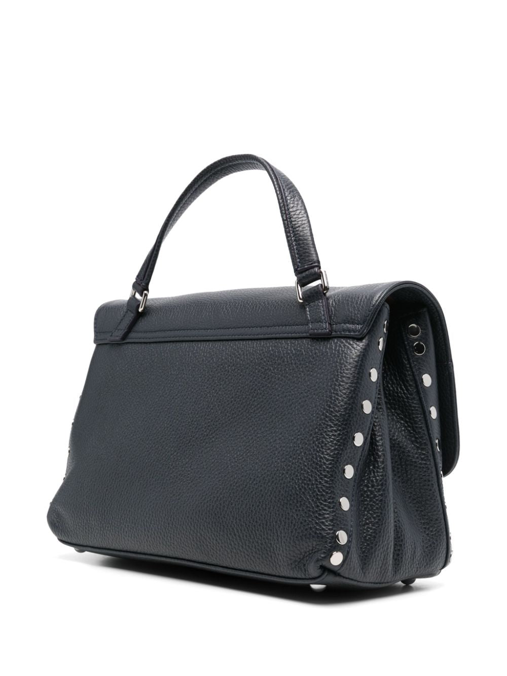 Zanellato Pebbled Leather Foldover Top Handle Bag - Navy Blue image 2