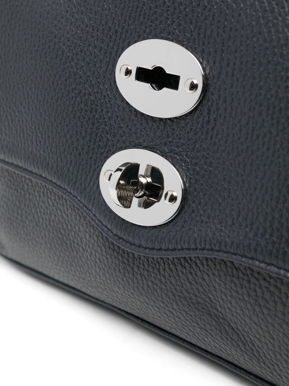 Zanellato Pebbled Leather Foldover Top Handle Bag - Navy Blue image 3