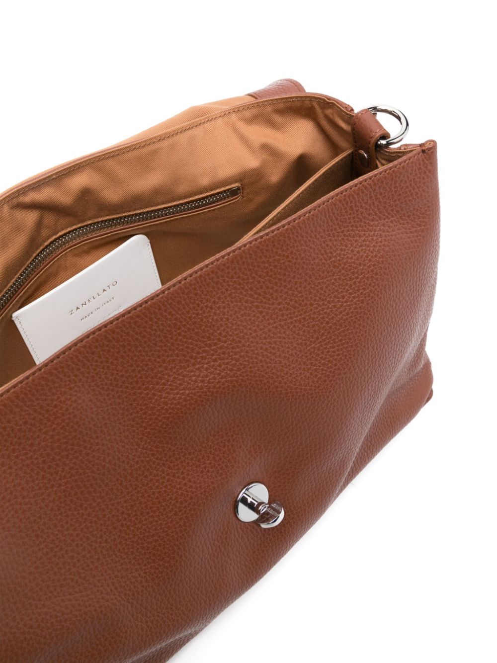 Zanellato Grained Leather Foldover Top Handle Bag - Brown image 1