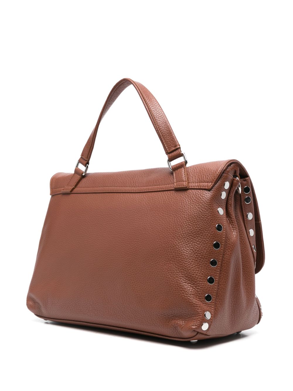 Zanellato Grained Leather Foldover Top Handle Bag - Brown image 2