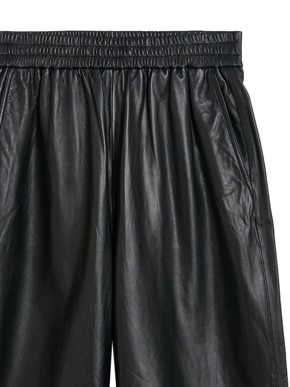 HERSKIND Black Leather Trousers with Elastic Waistband image 1