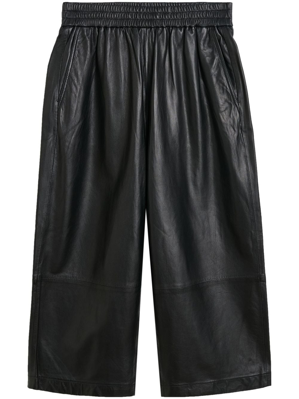 HERSKIND Black Leather Trousers with Elastic Waistband image 0