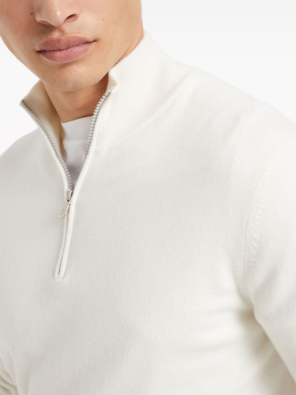 Brunello Cucinelli Optical White Cashmere Sweater image 2