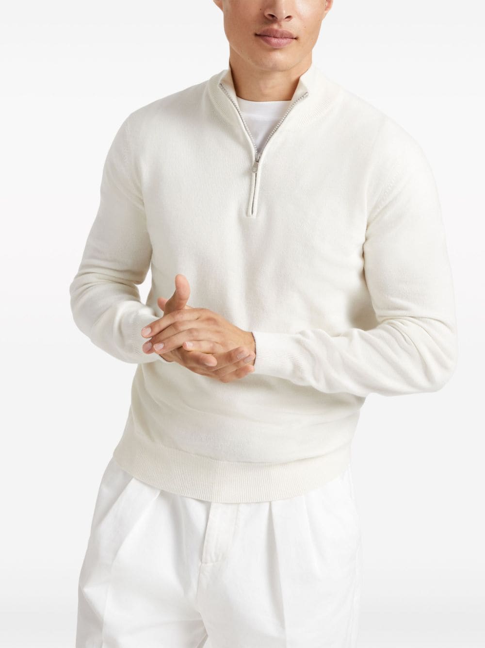 Brunello Cucinelli Optical White Cashmere Sweater image 3