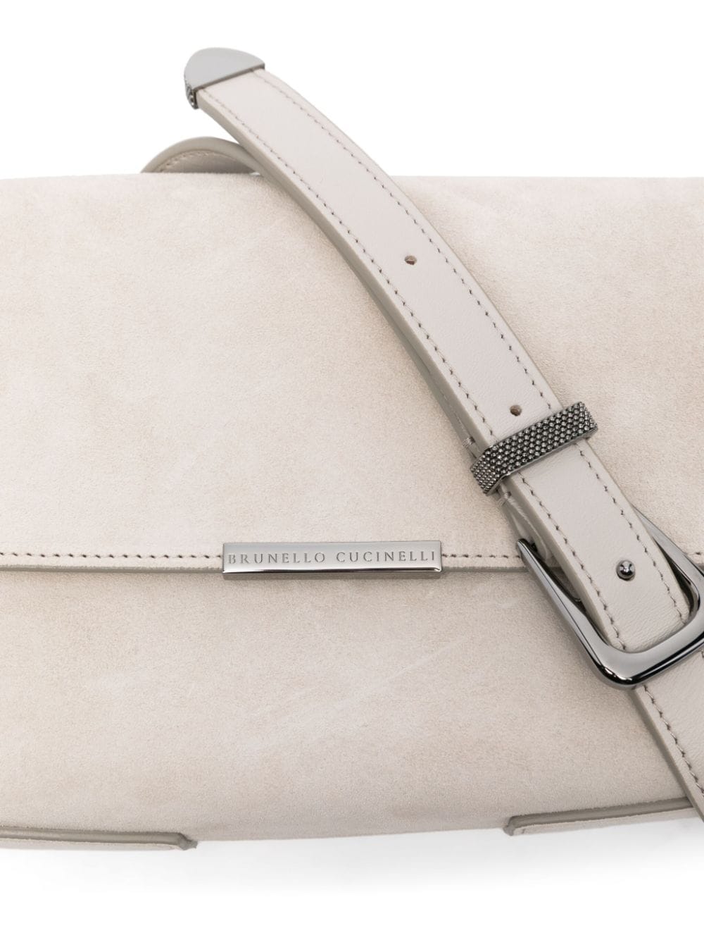 Brunello Cucinelli Light Grey Calf Suede Monili Chain Bag image 3