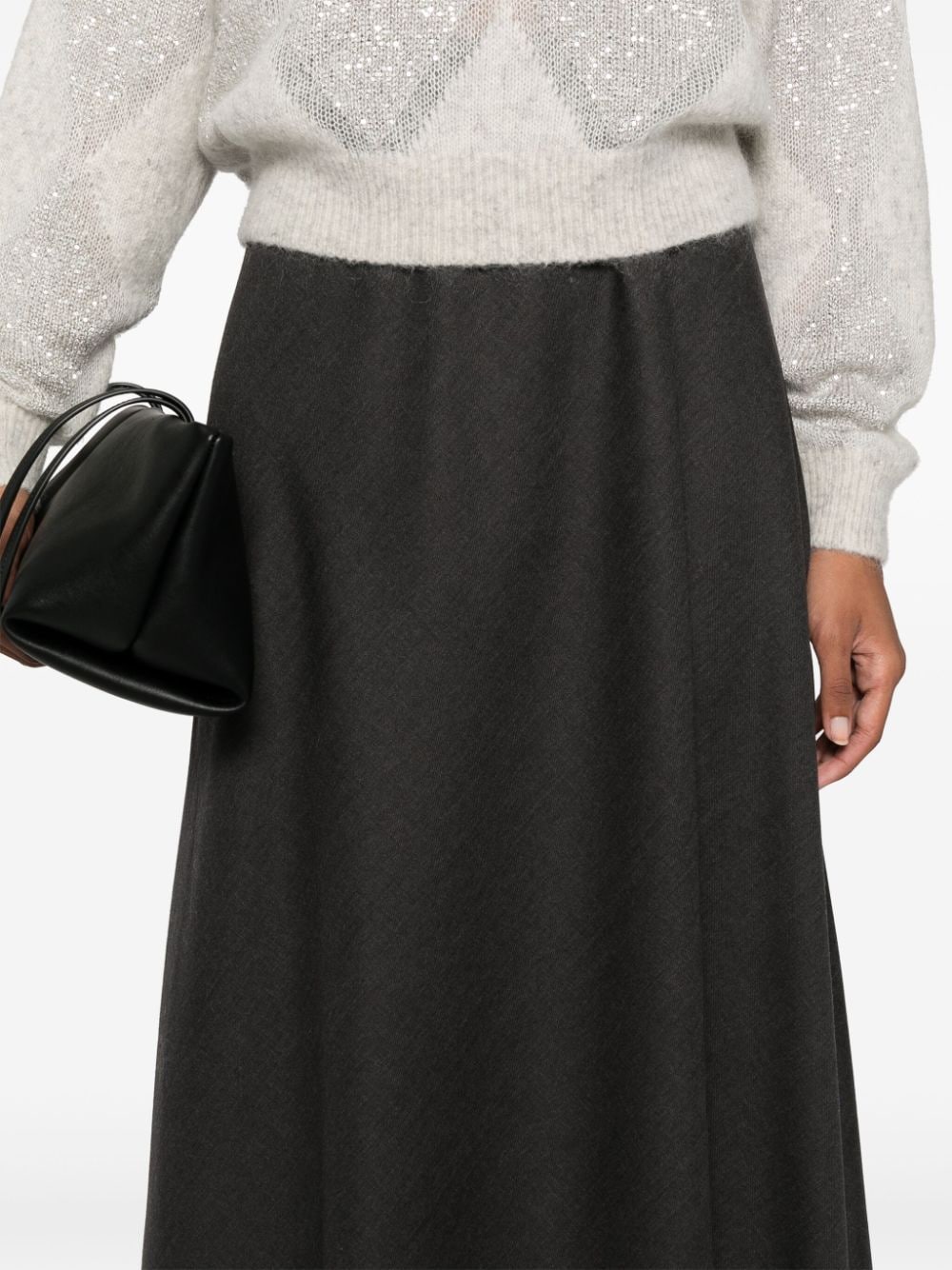 Brunello Cucinelli Grey Virgin Wool A-Line Skirt image 1