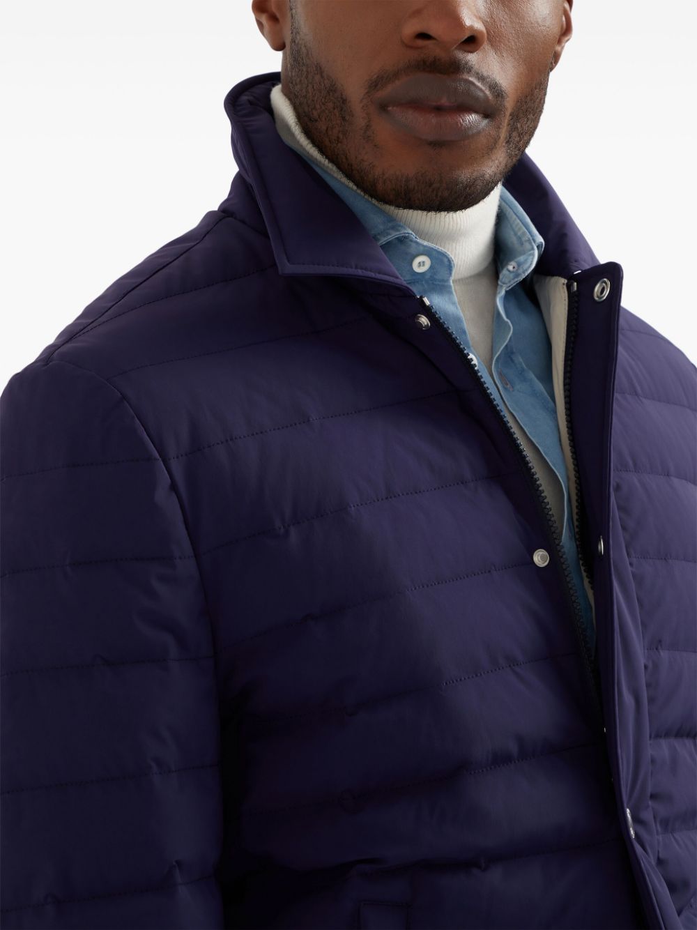 Brunello Cucinelli Royal Blue Quilted Stretch Coat image 4