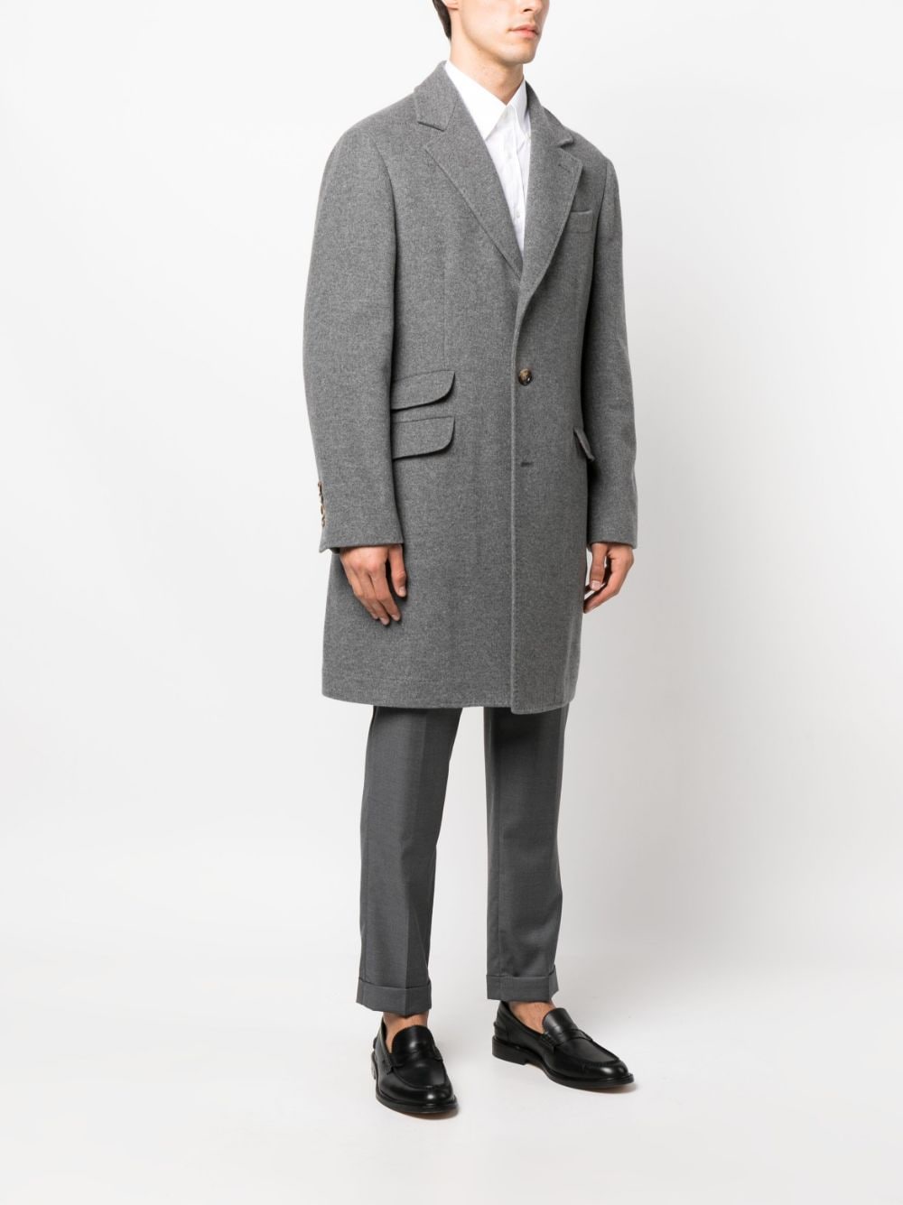 Brunello Cucinelli Charcoal Grey Cashmere Cotton Coat image 2