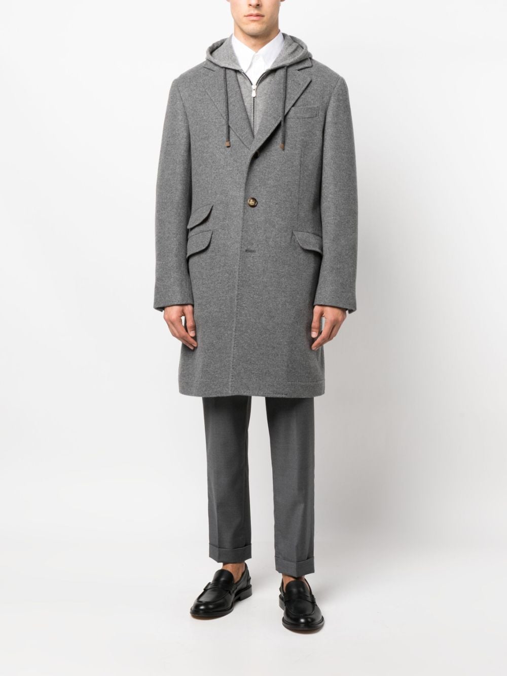 Brunello Cucinelli Charcoal Grey Cashmere Cotton Coat image 4