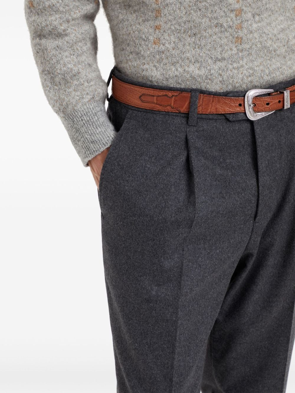 Brunello Cucinelli Grey Flannel Trousers image 2