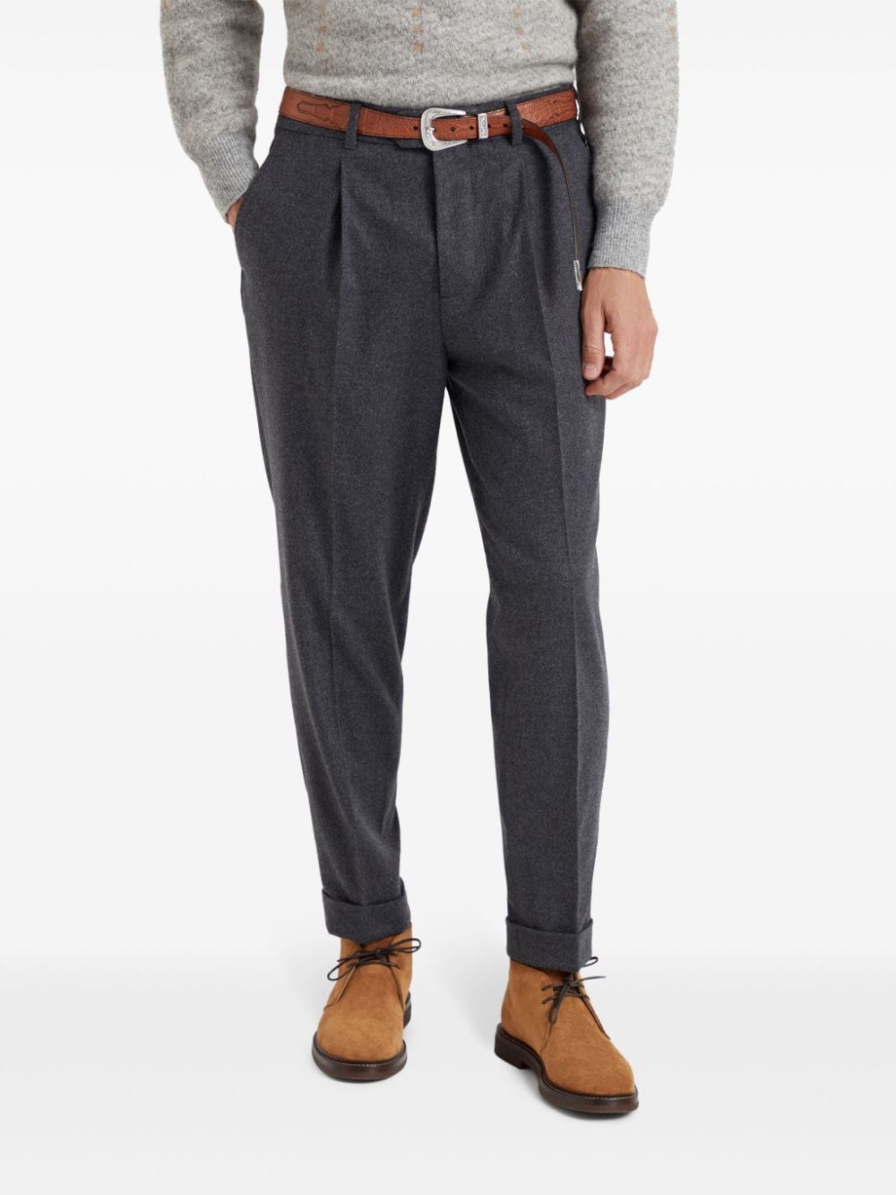 Brunello Cucinelli Grey Flannel Trousers image 3