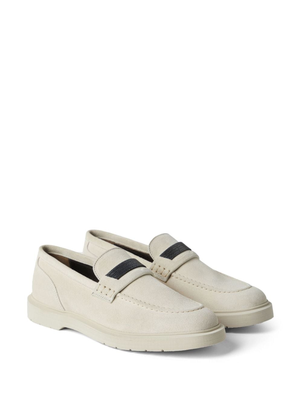 Brunello Cucinelli Beige Calf Suede Flat Shoes image 1