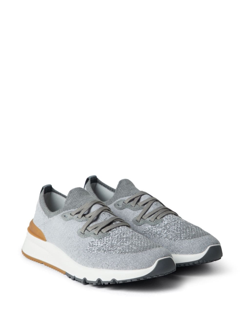 Brunello Cucinelli Light Grey Knit Sneakers image 2