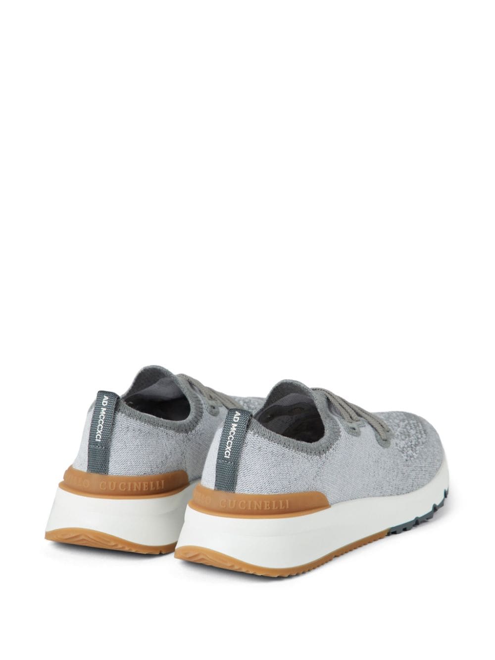 Brunello Cucinelli Light Grey Knit Sneakers image 3